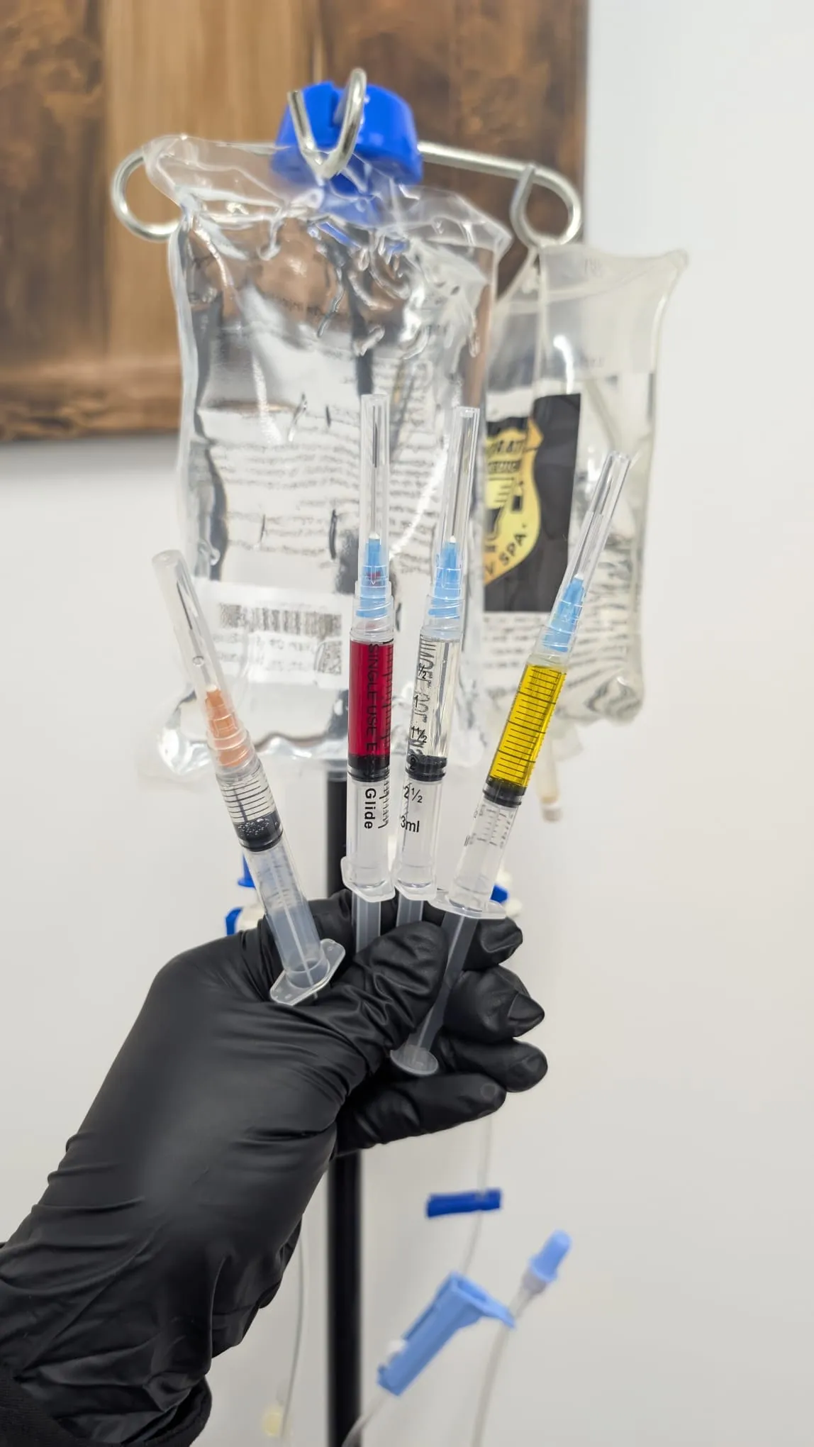 Vitamin and nutrient syringes prepared for a custom Hydration Medic IV infusion
