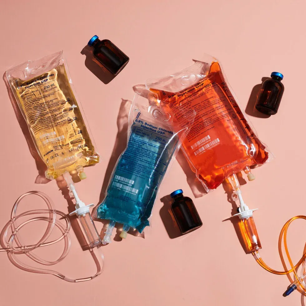 Mobile IV therapy drip prepared for a client in Rye, NY
